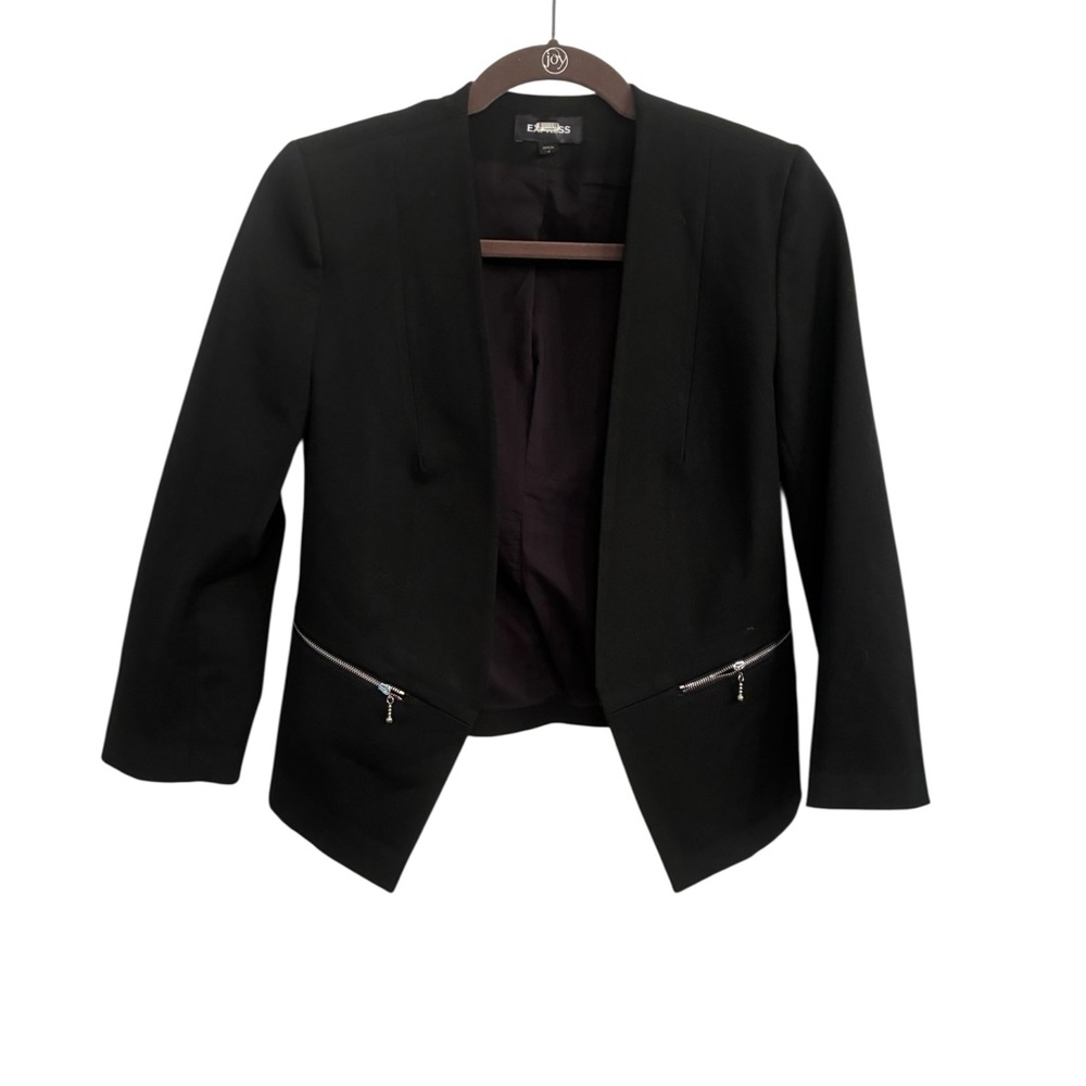 Express Black Women's Blazer with Zipper Accents